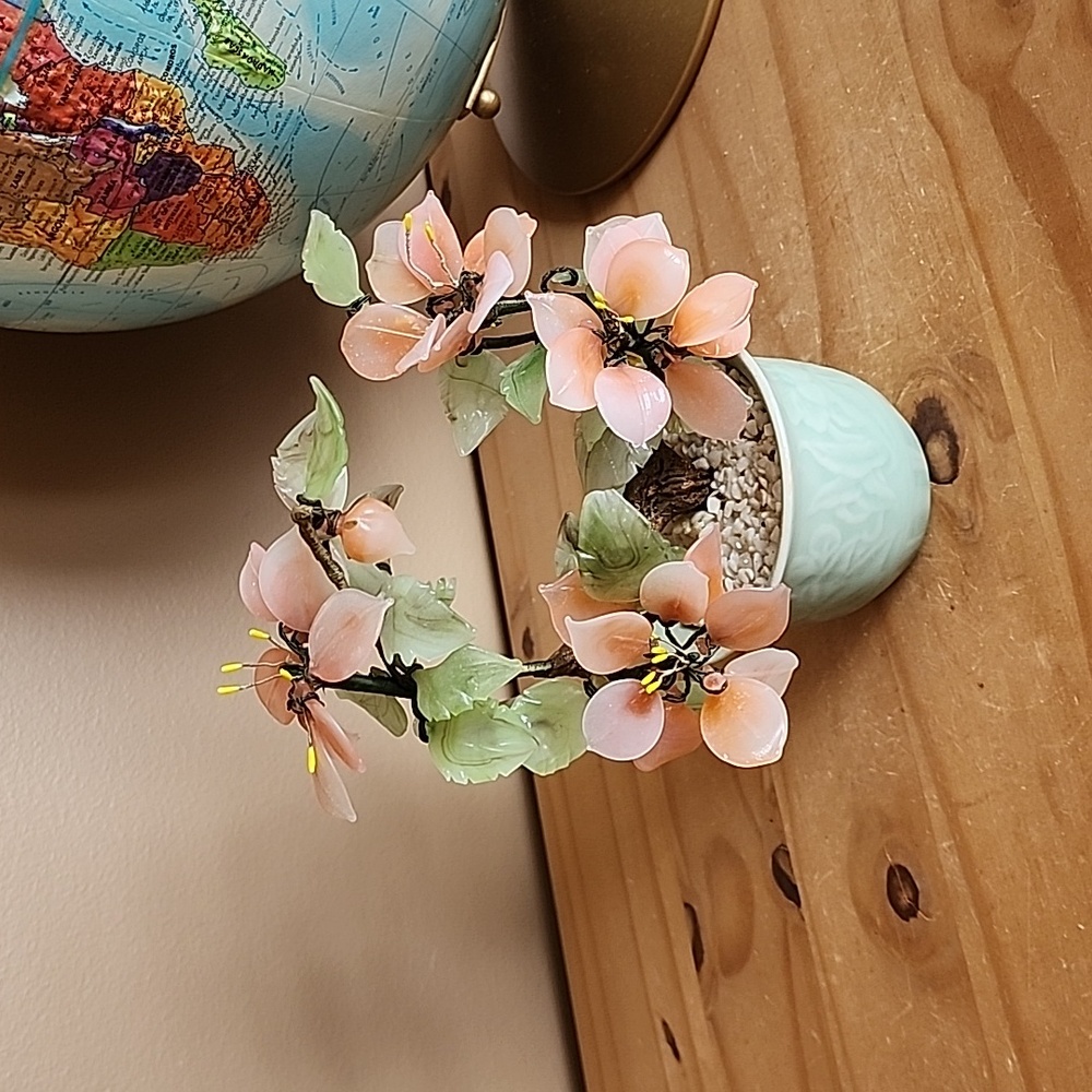 Vintage Jade glass bonsai tree